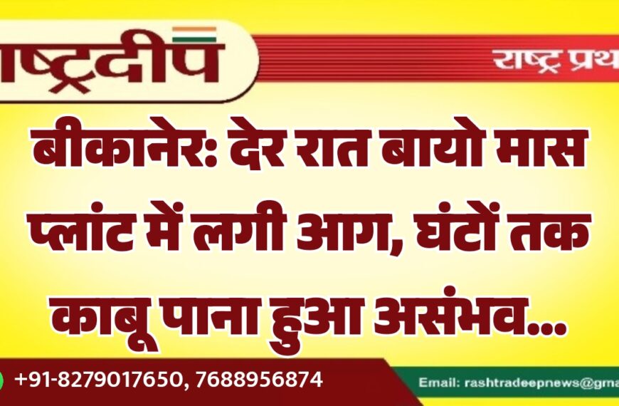 बीकानेर: देर रात बायो मास प्लांट में लगी आग, घंटों तक काबू पाना हुआ असंभव…