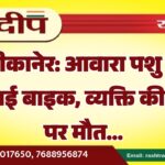 बीकानेर: आवारा पशु से टकराई बाइक, व्यक्ति की मौके पर मौत…