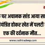 सड़क पर अचानक सांड आया सामने, अनियंत्रित होकर खेत में पलटी कार एक की दर्दनाक मौत…